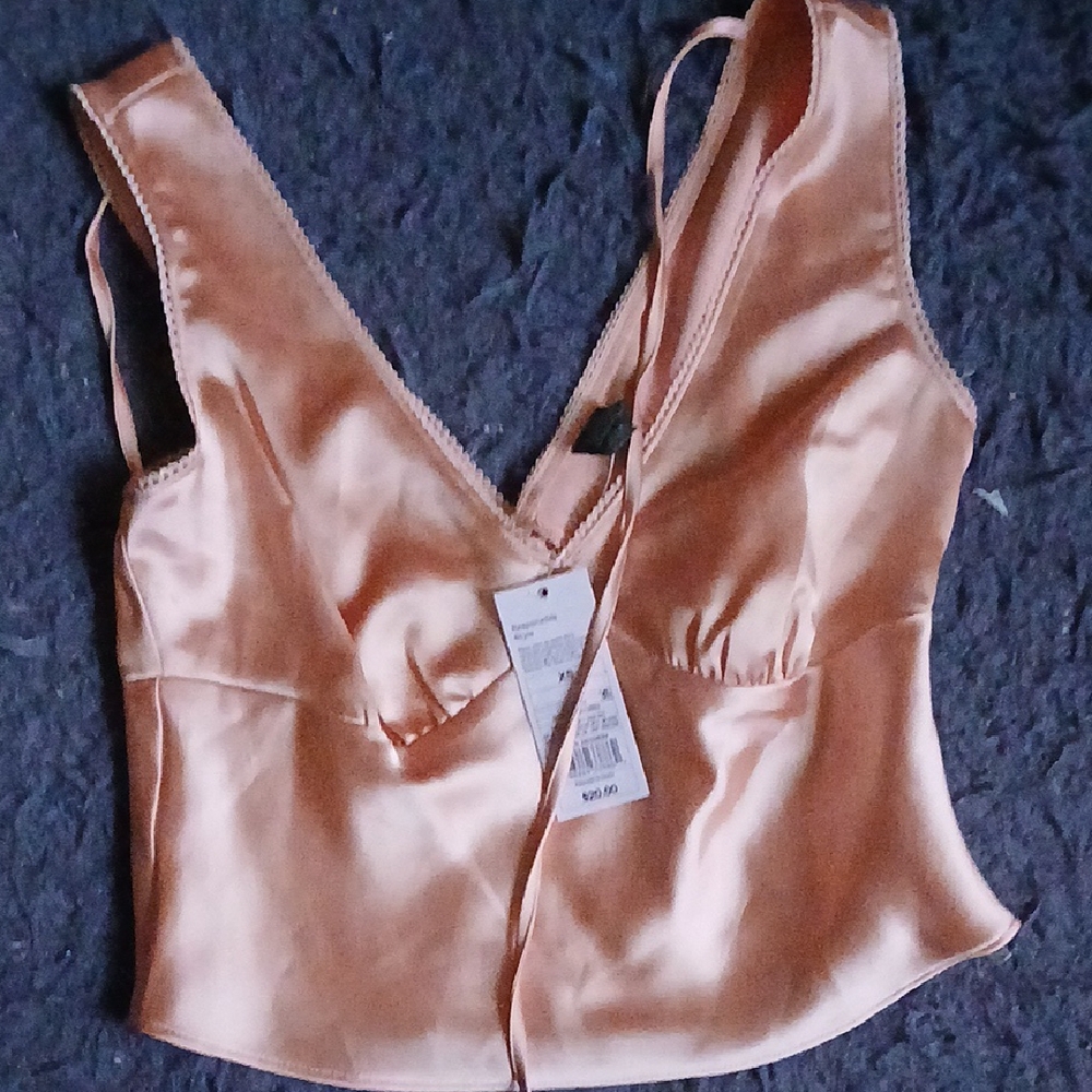 Satin Peach Sleeveless Top